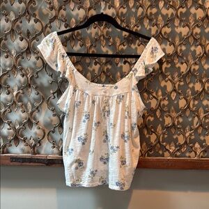 Lucky Brand White Relaxed Ruffled Blouse